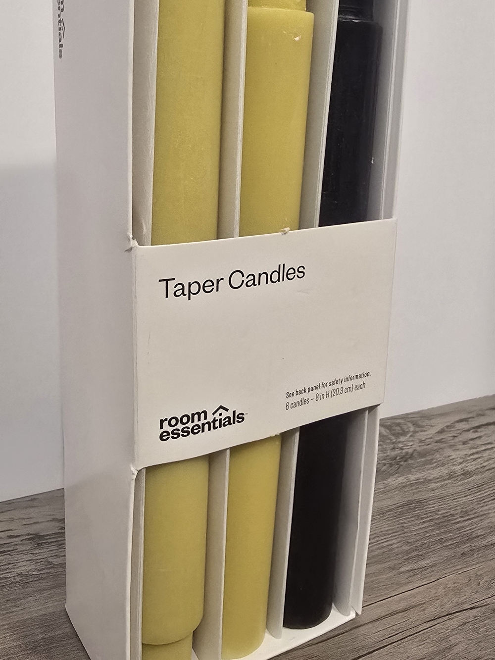 Room Essentials Yellow and Black Taper Candles - Set of 6